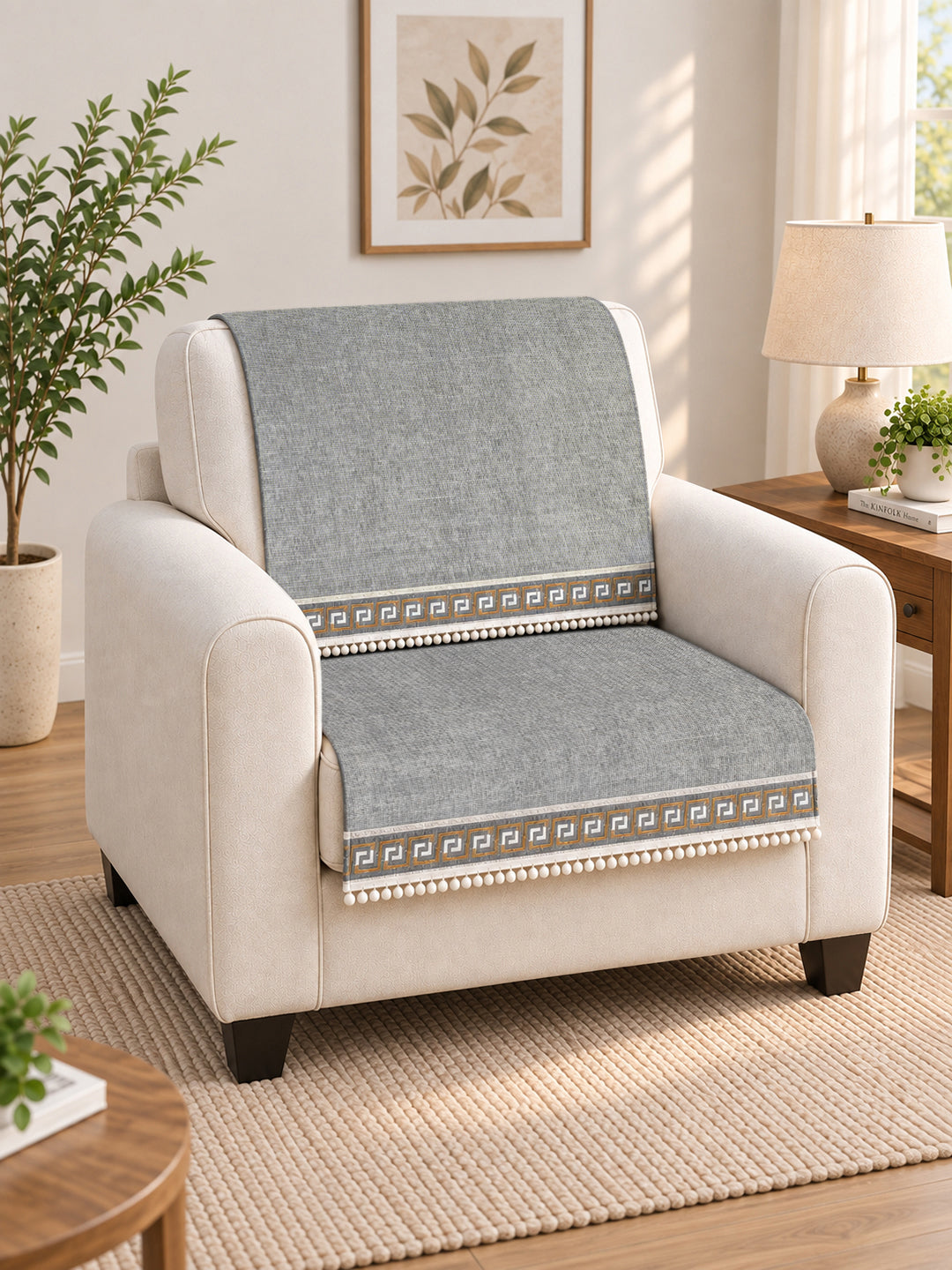 Suede Velvet Sofa Mat 1 Seater Back & Seat | Regal Edge – Mist Grey