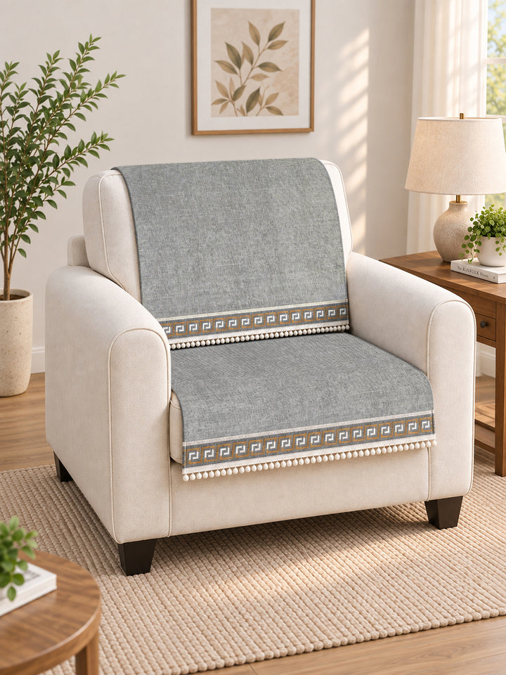 Suede Velvet Sofa Mat 1 Seater Back & Seat | Regal Edge – Mist Grey