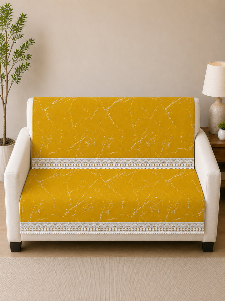 Suede Velvet Sofa Mat 2 Seater Back & Seat | Luxe Mustard Gold