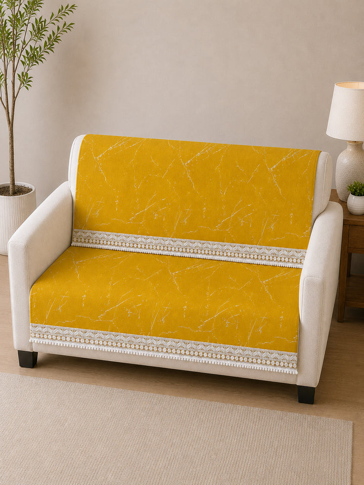 Suede Velvet Sofa Mat 2 Seater Back & Seat | Luxe Mustard Gold