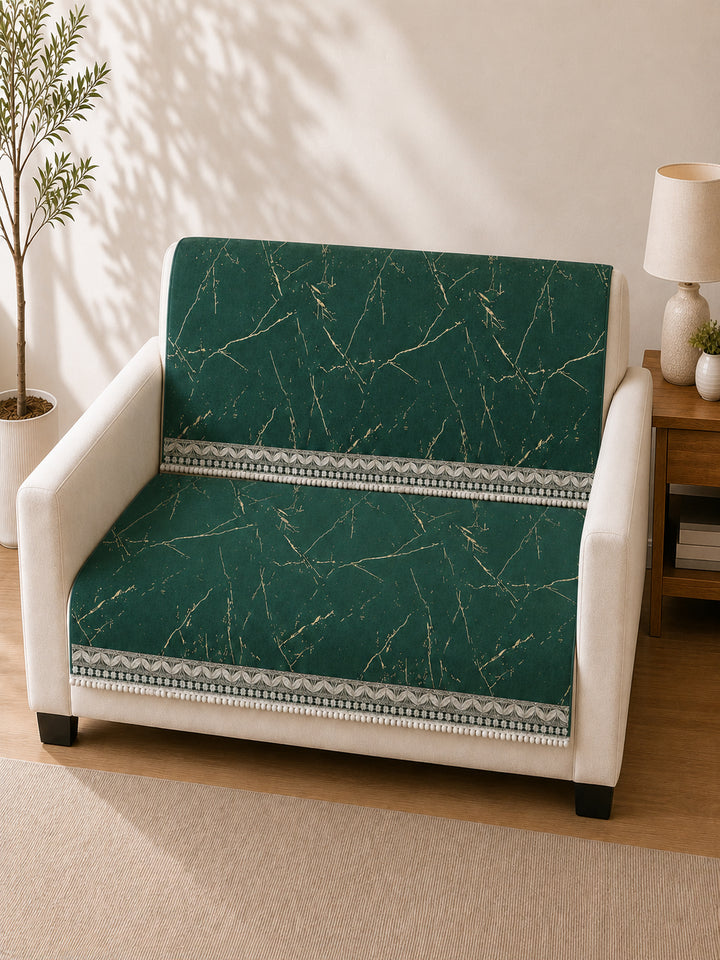 Suede Velvet Sofa Mat 2 Seater Back & Seat | Luxe Emerald Green