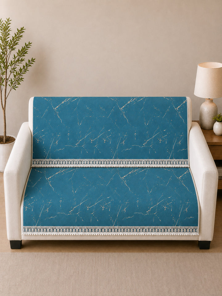 Suede Velvet Sofa Mat 2 Seater Back & Seat | Luxe Aqua Blue