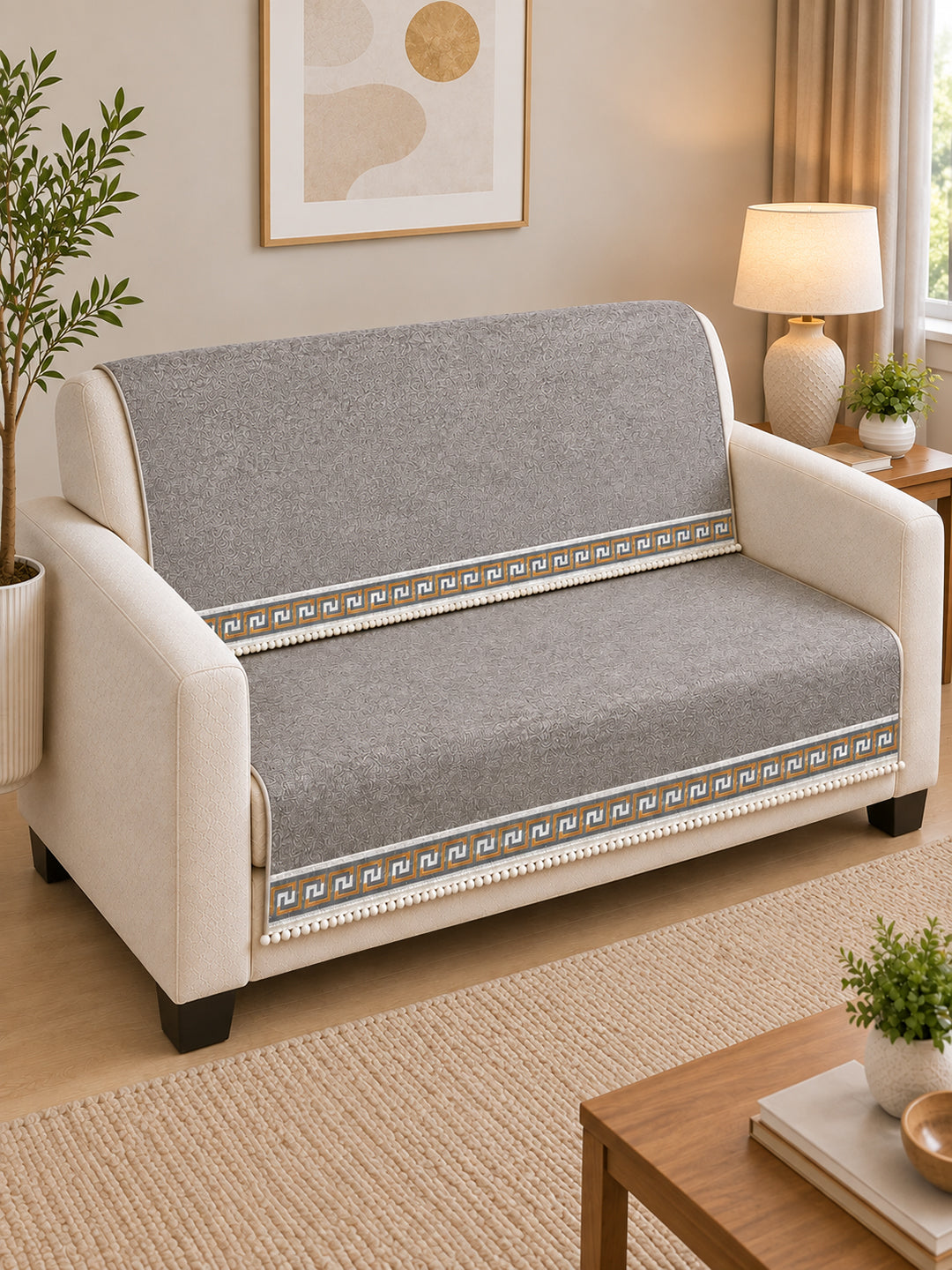 Suede Velvet Sofa Mat 2 Seater Back & Seat | Regal – Warm Grey