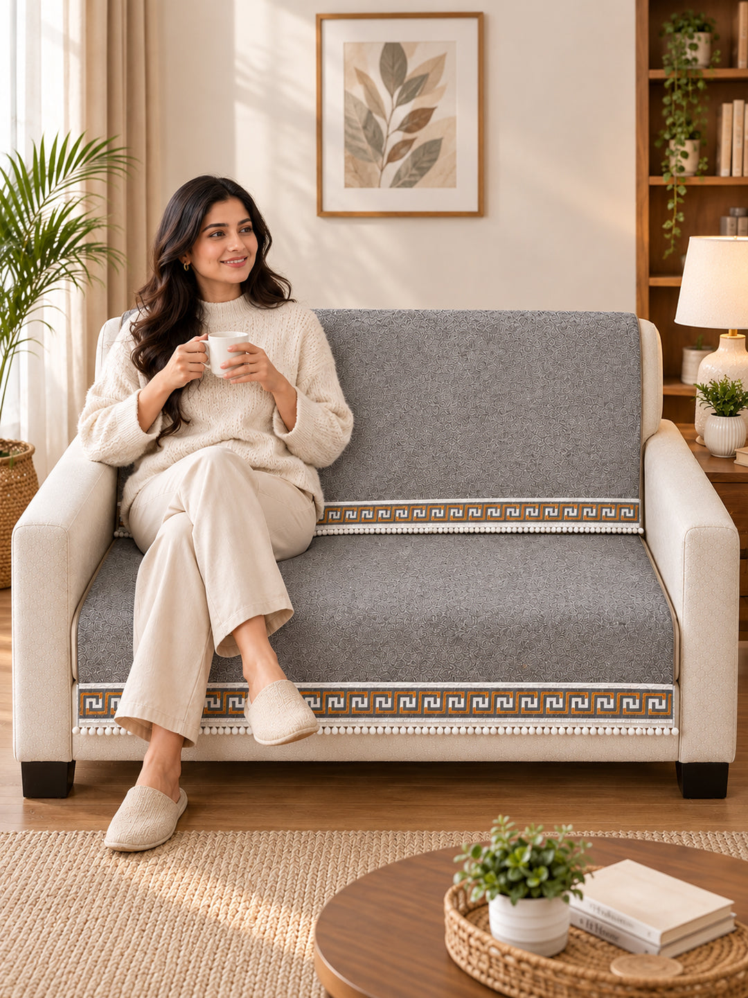 Suede Velvet Sofa Mat 2 Seater Back & Seat | Regal – Warm Grey