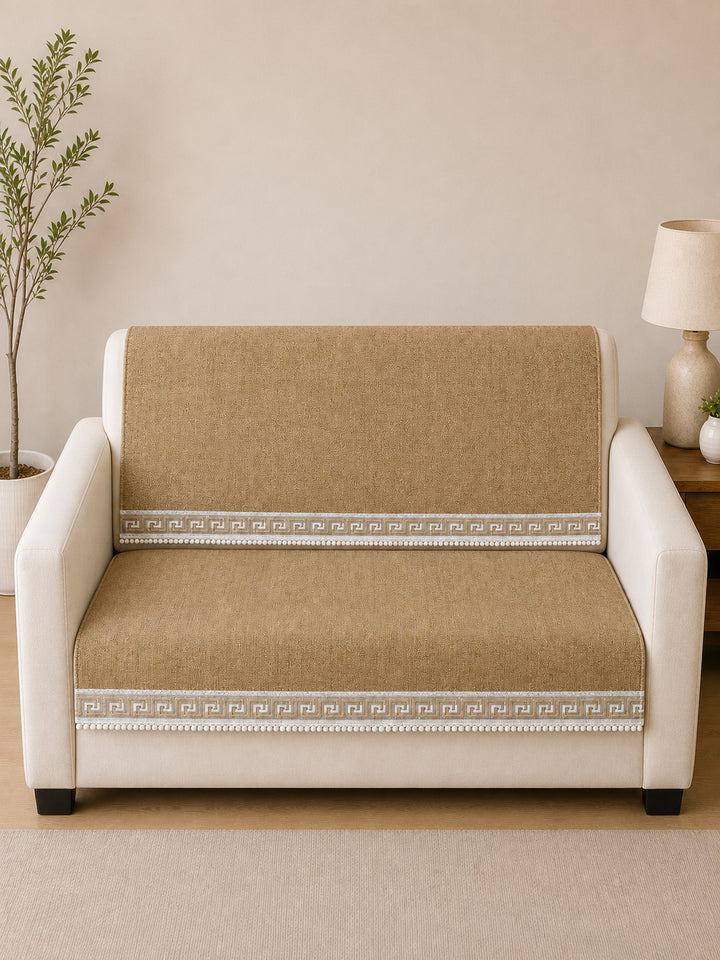Suede Velvet Sofa Mat 2 Seater Back & Seat | Regal – Desert Beige