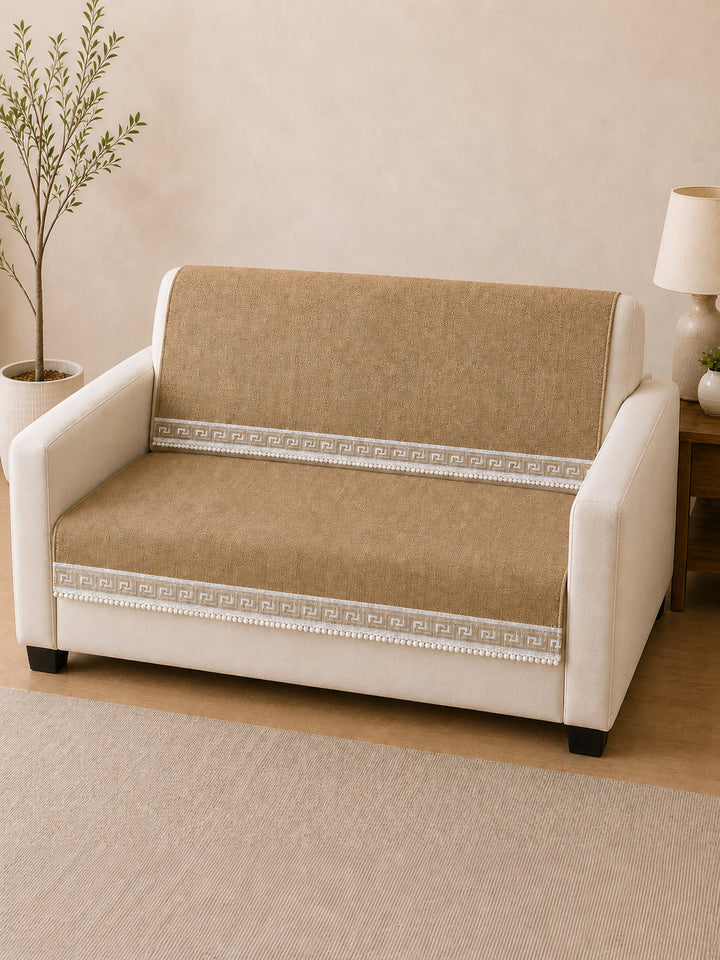 Suede Velvet Sofa Mat 2 Seater Back & Seat | Regal – Desert Beige