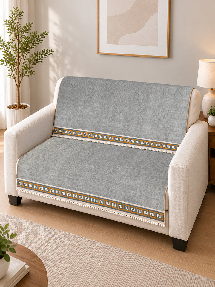 Suede Velvet Sofa Mat 2 Seater Back & Seat | Regal – Mist Grey