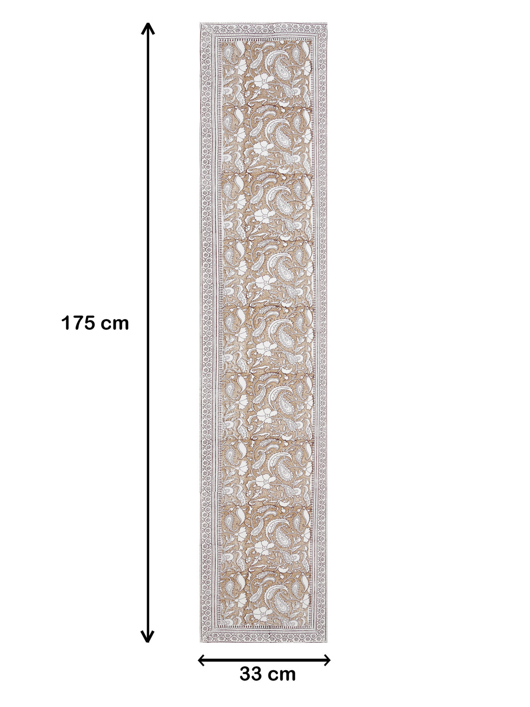 Table Runner; 13x70 Inches; Flowers & Leaves On Beige