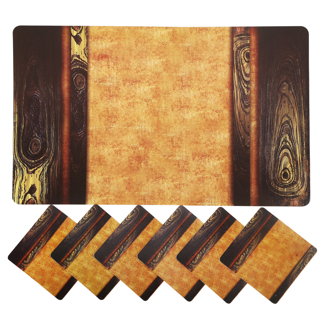 PVC Table Mats, Kitchen & Dining Placement; Set of 6 Pcs; Color - Beige & Brown