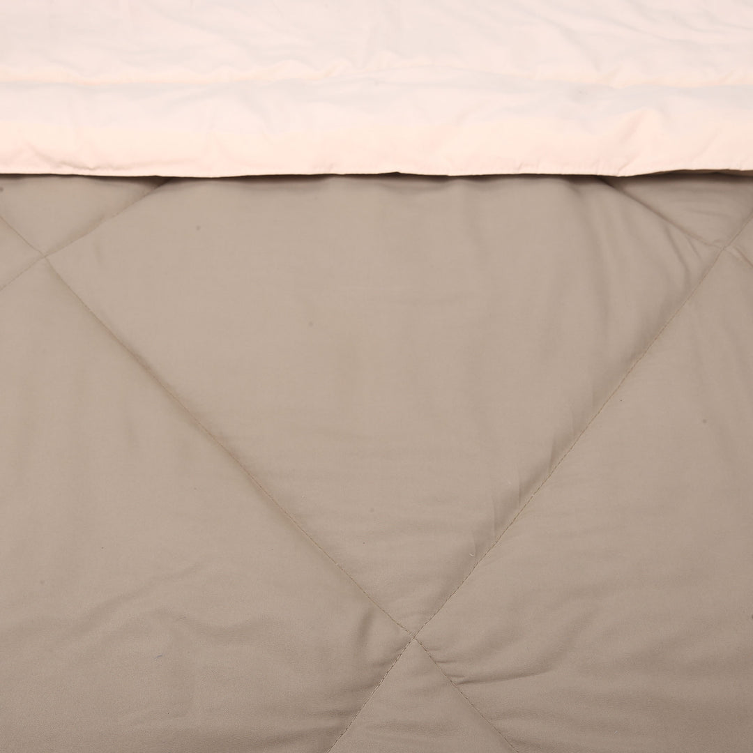 Reversible Double Bed King Size Comforter; 90x100 Inches; Taupe & Peach