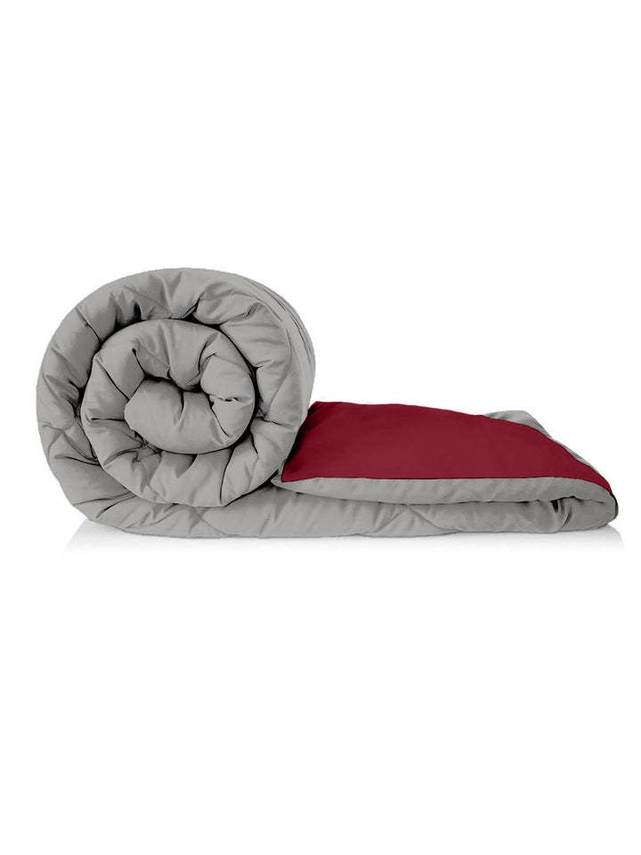 Reversible Double Bed King Size Comforter; 90x100 Inches; Maroon & Grey