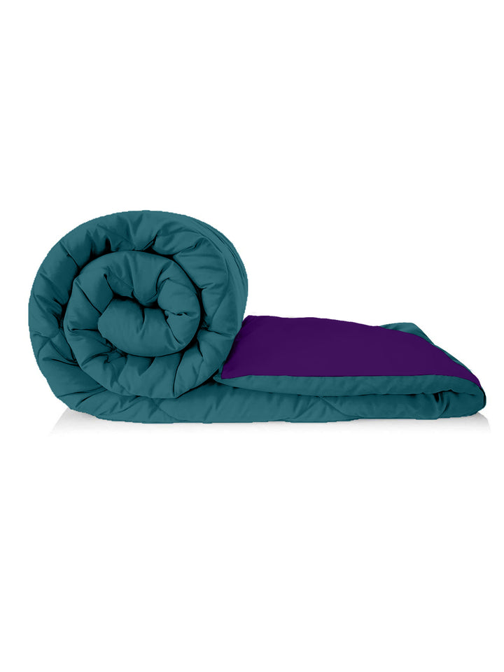 Reversible Double Bed King Size Comforter; 90x100 Inches; Purple & Cyan