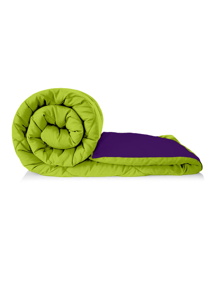 250GSM Reversible Double Bed King Size Comforter; 90x100 Inches; Green & Purple