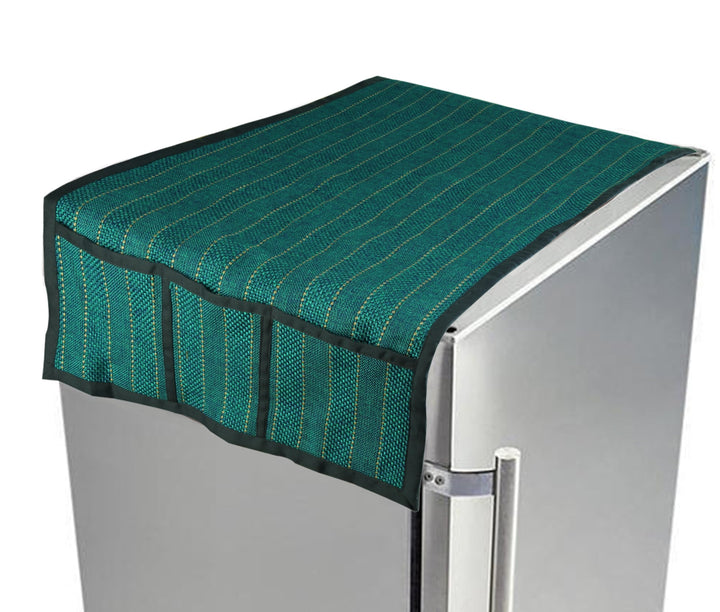 Refrigerator/Fridge Top Cover For Double Door Fridge; Color - Yellow Stripes On Green Base