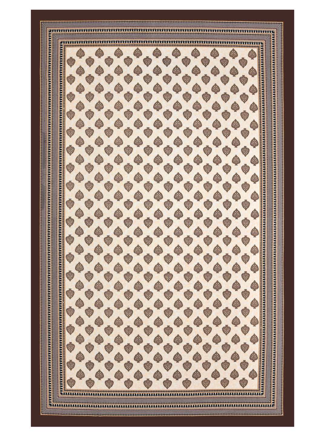 100% Cotton Table Cover 6 Seater, Brown & Golden