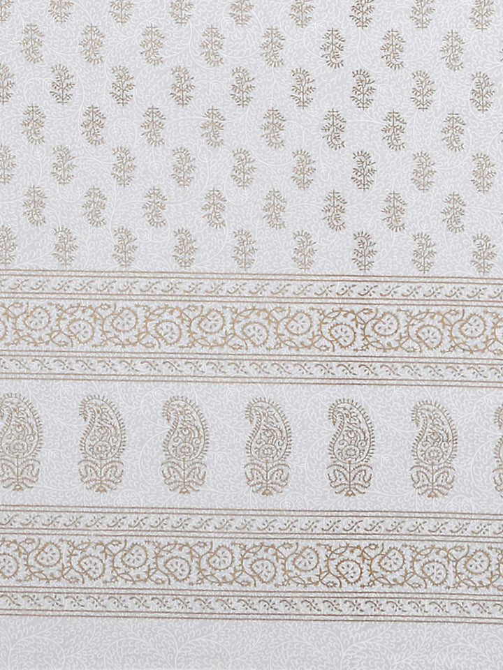 100% Cotton Table Cover; Golden Print On White Base