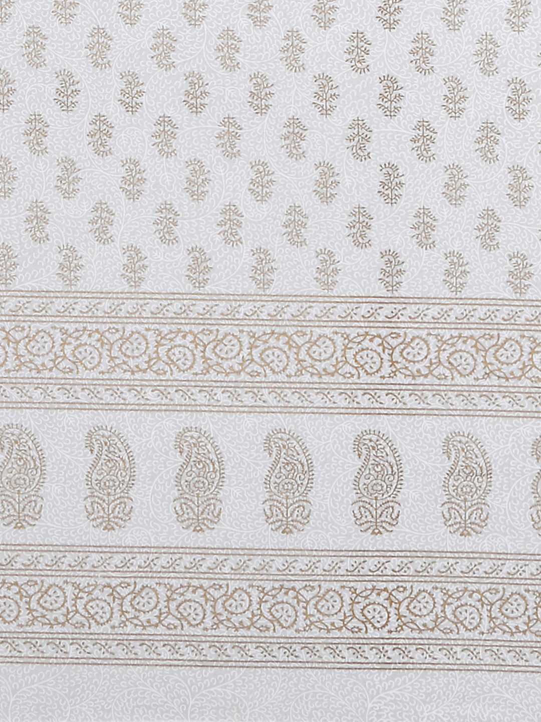 100% Cotton Table Cover; Golden Print On White Base