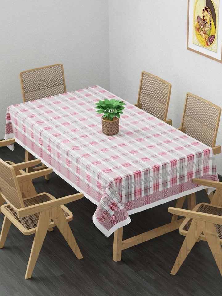 100% Cotton Table Cover 6 Seater, Pink & Grey