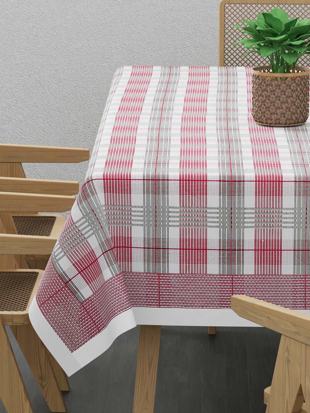 100% Cotton Table Cover 6 Seater, Pink & Grey