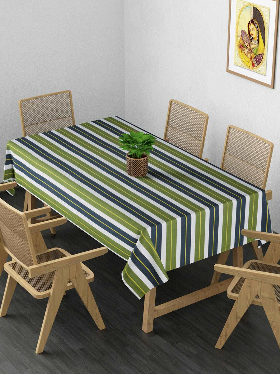 100% Cotton Table Cover 6 Seater, Grey, White & Green
