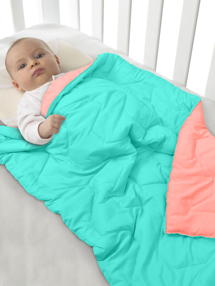 Babies & Kids All Season Reversible Comforter; 200 GSM; Sea Green & Candy Peach