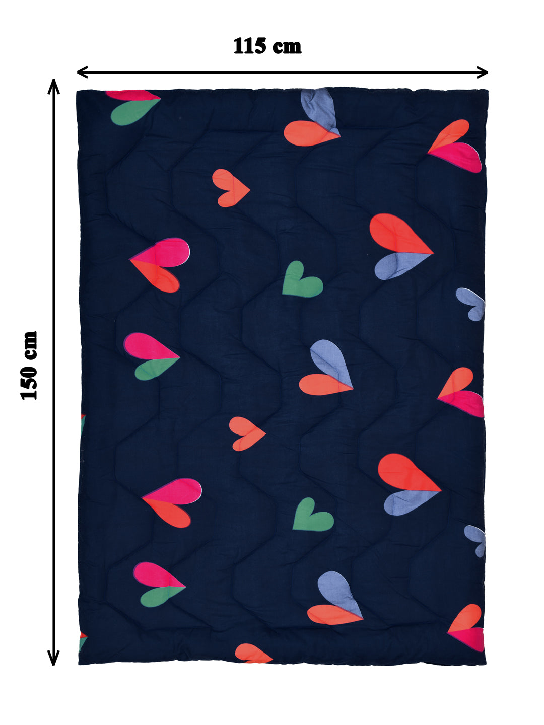 Babies & Kids All Season Reversible Comforter; 200 GSM; Multicolor Hearts