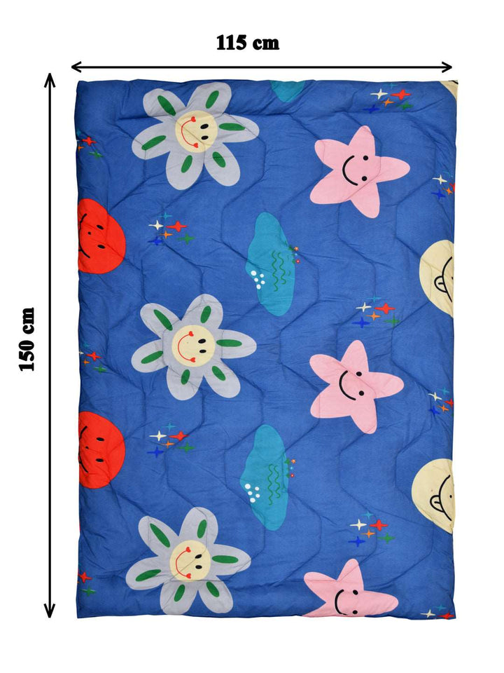 Babies & Kids All Season Reversible Comforter; 200 GSM; Peach & Grey Stars On Blue
