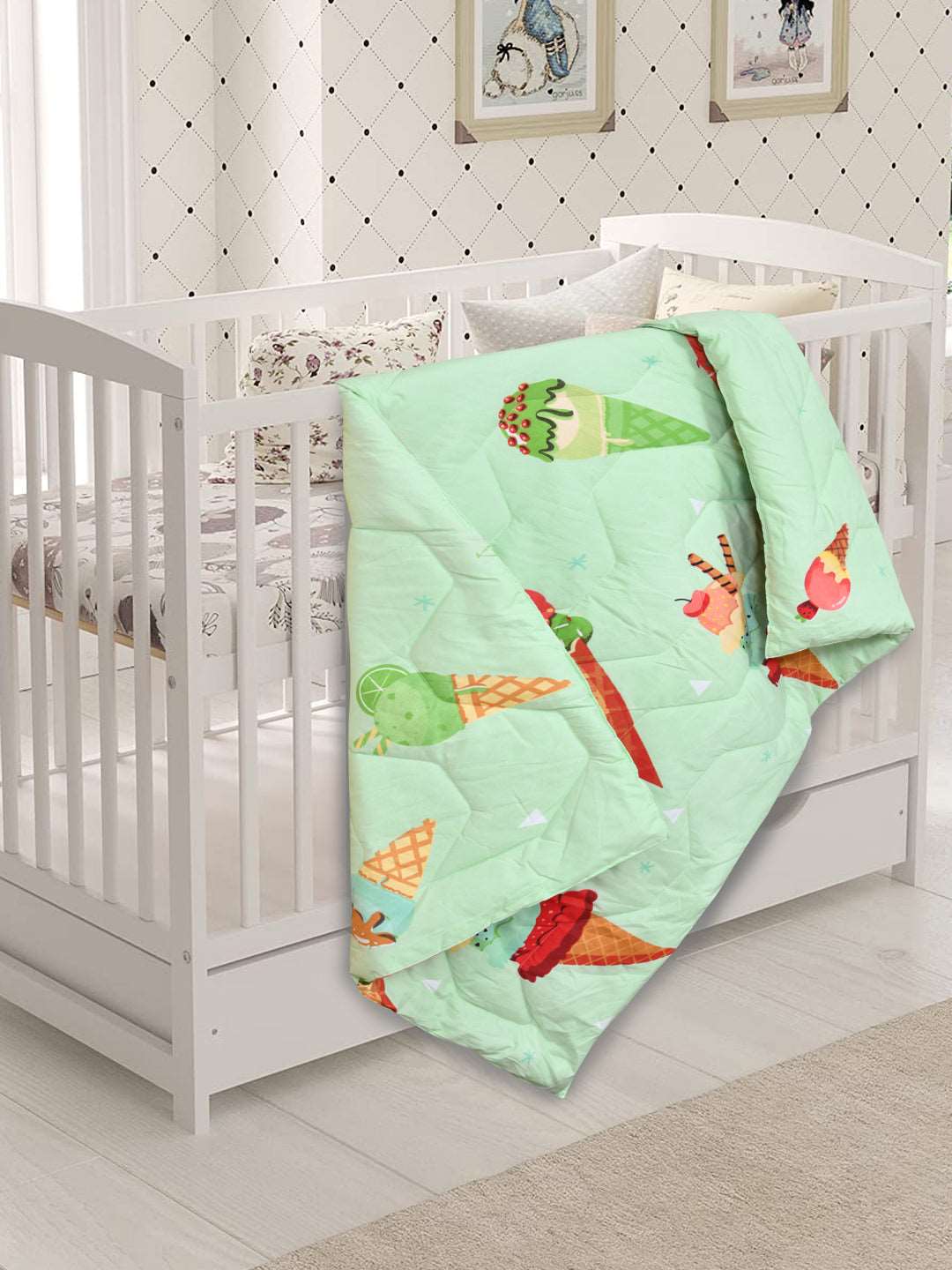 Babies & Kids All Season Reversible Comforter; 200 GSM; Ice Cream Cones