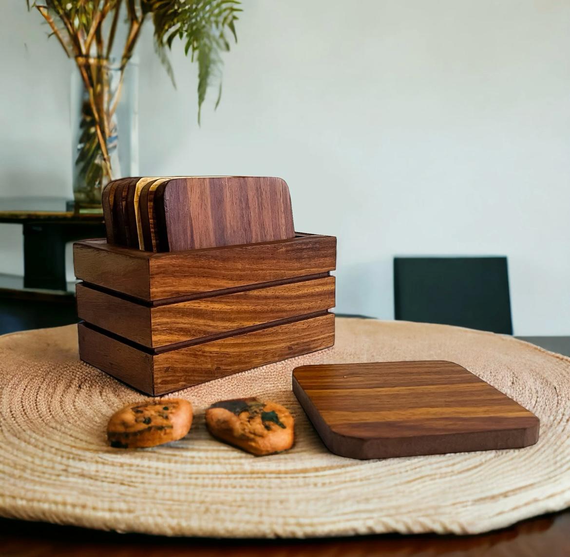 Wooden deals table coasters