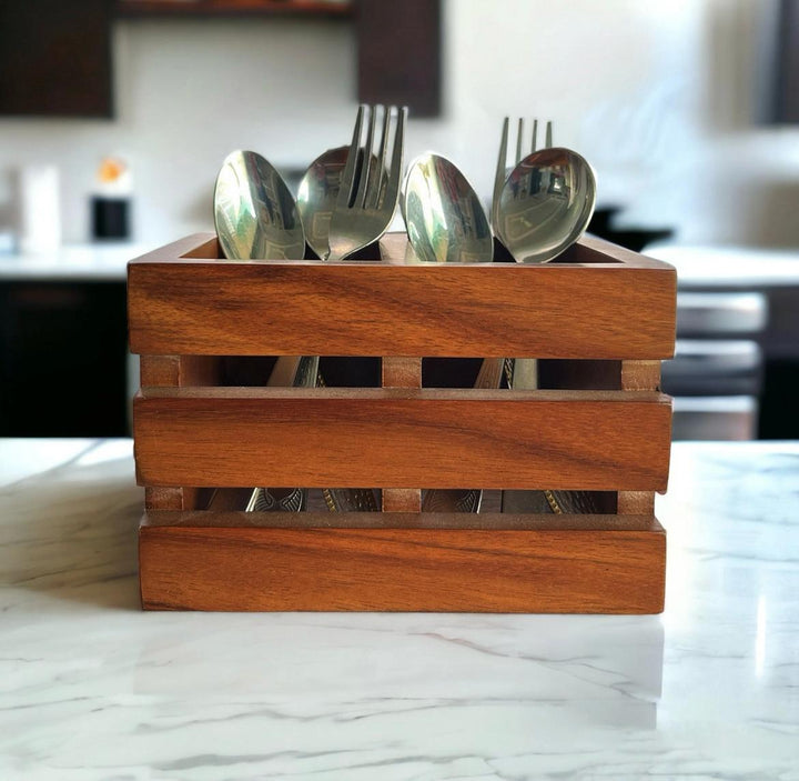 Cutlery Holder For Dining Table; Spoon Holder; Wooden